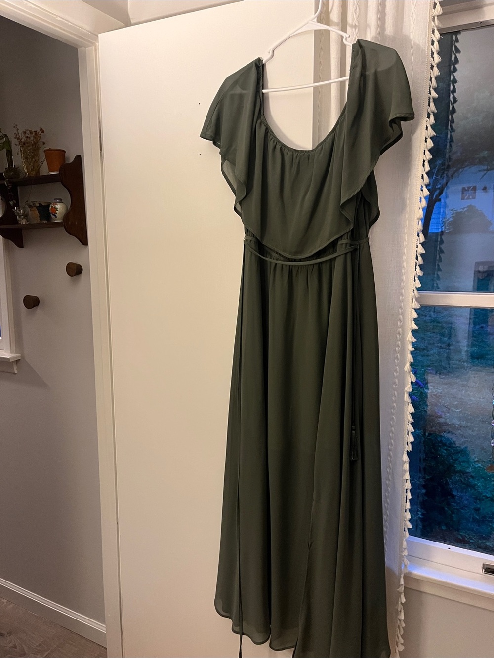 Baltic Born Olive Green Flutter Sleeve Maxi Dress
